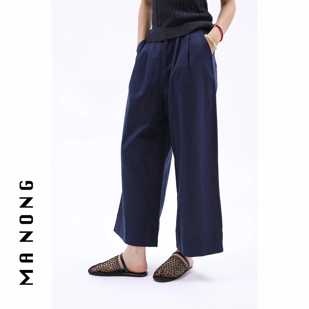 APE CAPE【茧型裤】薄款棉麻阔腿裤女 夏季显瘦宽松百搭直筒麻裤女