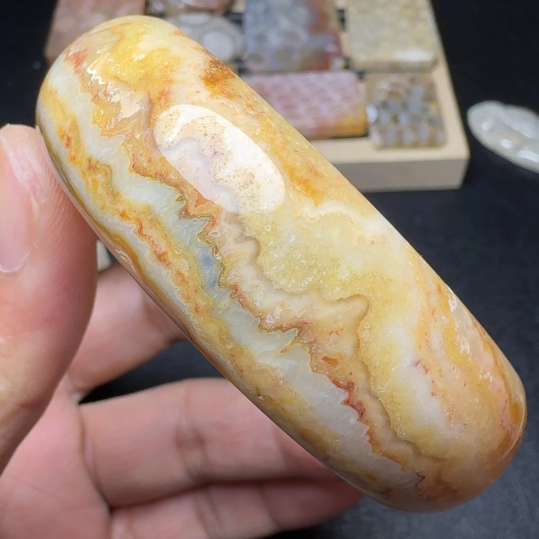 硅化玉未镶嵌纯天然色有机玉石保真色61圈口