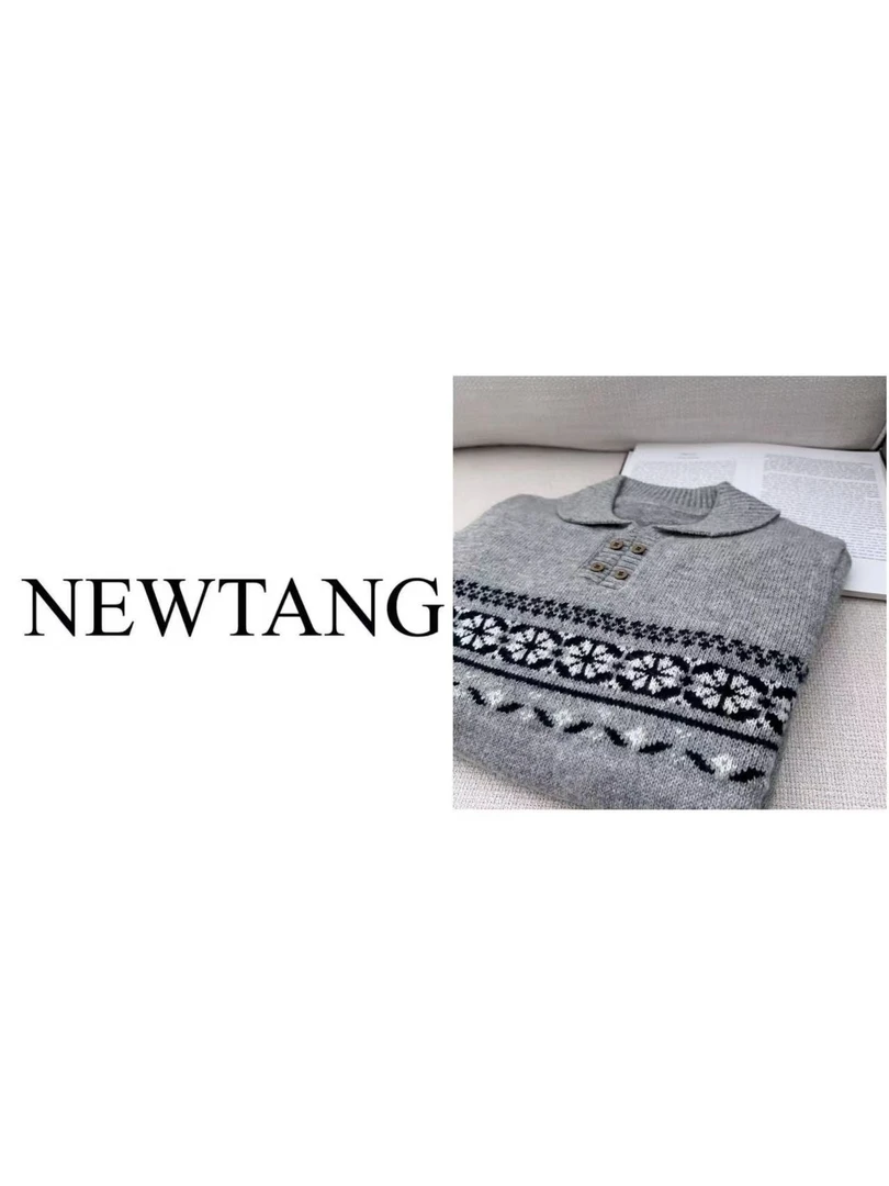 【秋风微澜】187复古俏皮2025时尚气质显瘦翻领毛衣百搭针织慵懒