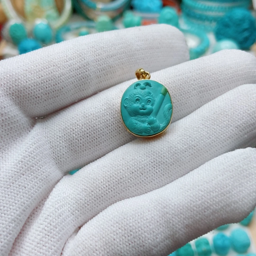 绿松石18K金镶嵌悟空