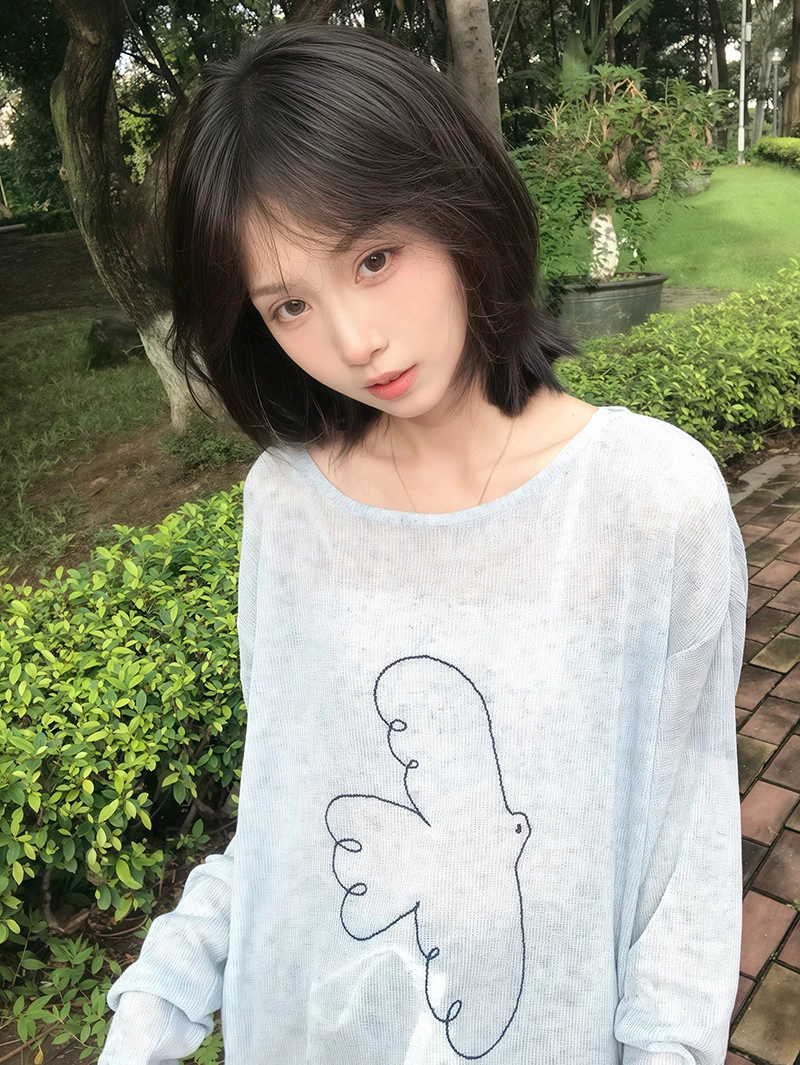 「huhu.飞鸟」早乙女惠子saotome 日系手绘飞鸟盘带绣长袖罩衫T恤