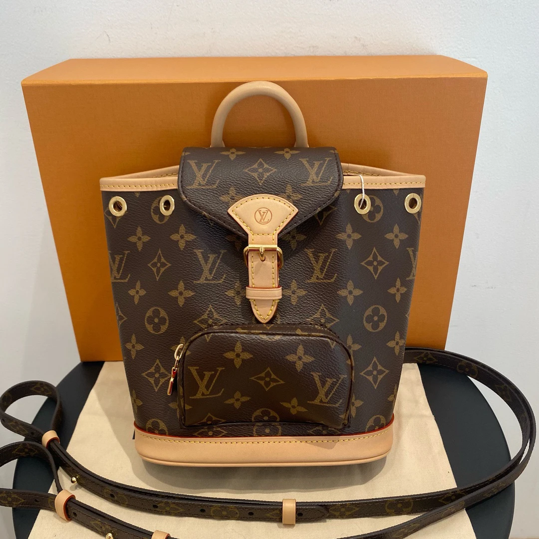 99新 LouisVuitton/路易威登 Montsouris老花双肩包 芯片款