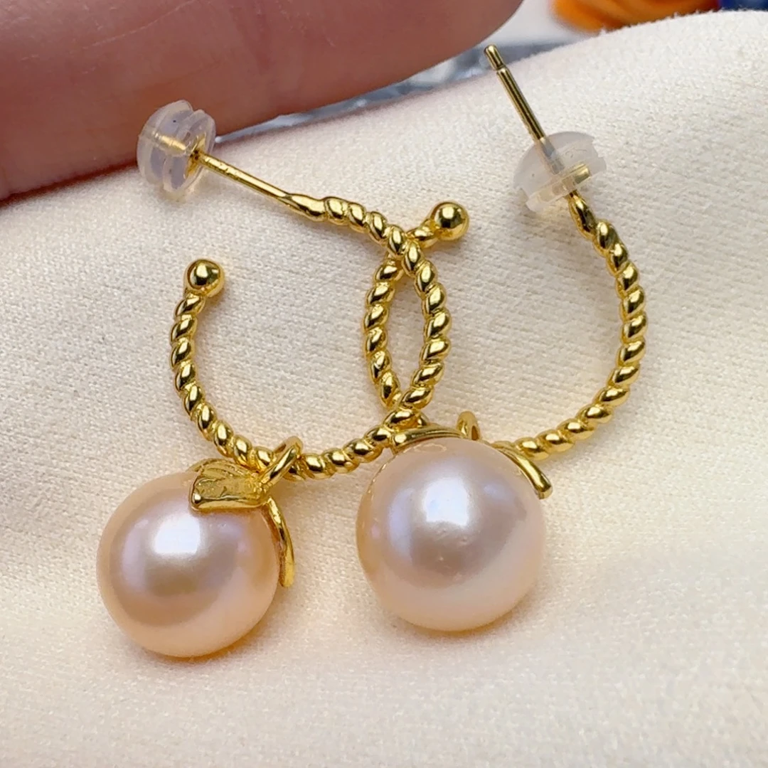 淡水珍珠耳饰银S925镶嵌@@be138