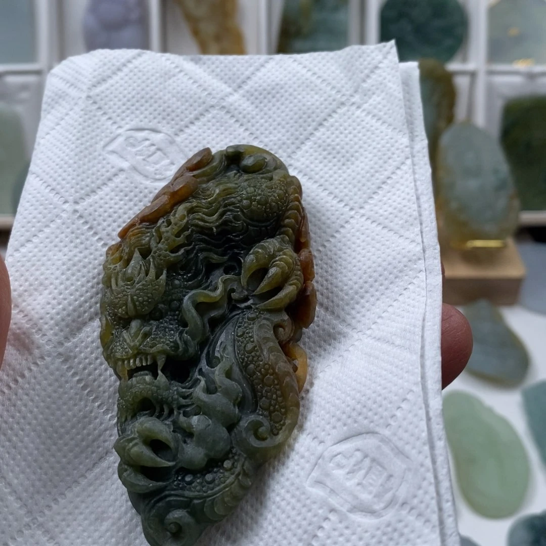 未镶嵌定制翡翠龙牌 龙牌 毛货wjsq