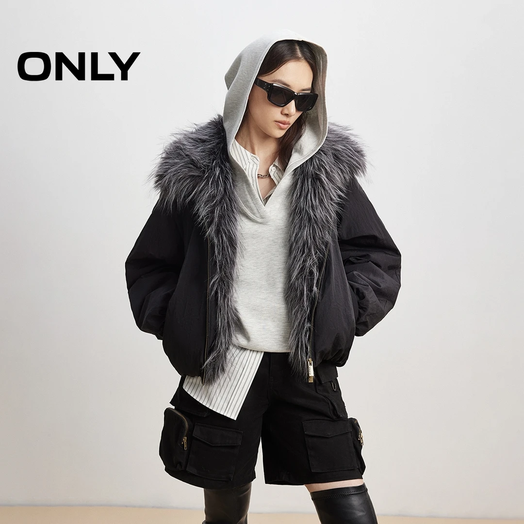 2025秋季新款慵懒甜酷纯色蓬蓬花苞毛领宽松棉服女|125322007