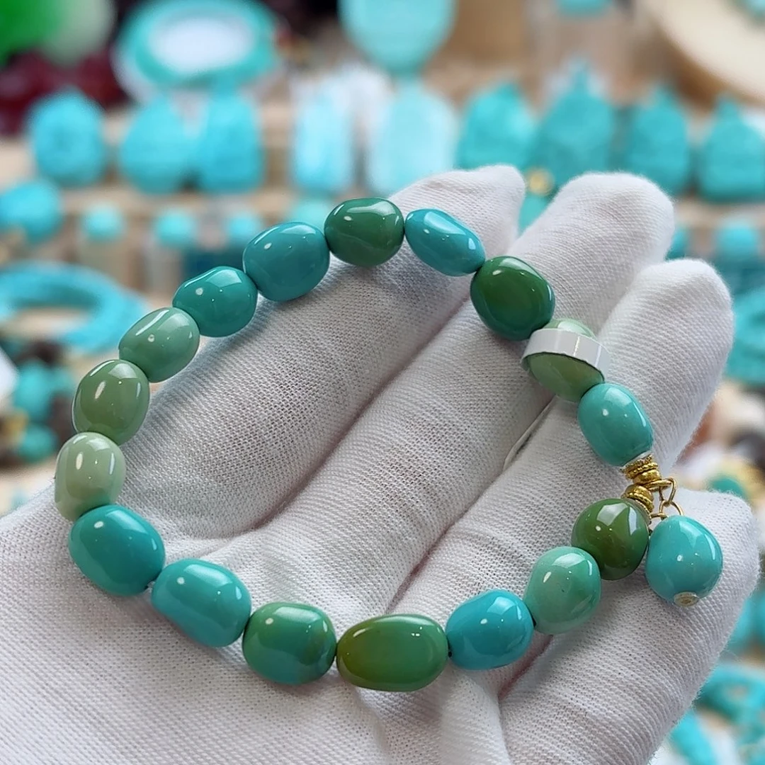 绿松石18K金镶嵌珠宝奇石