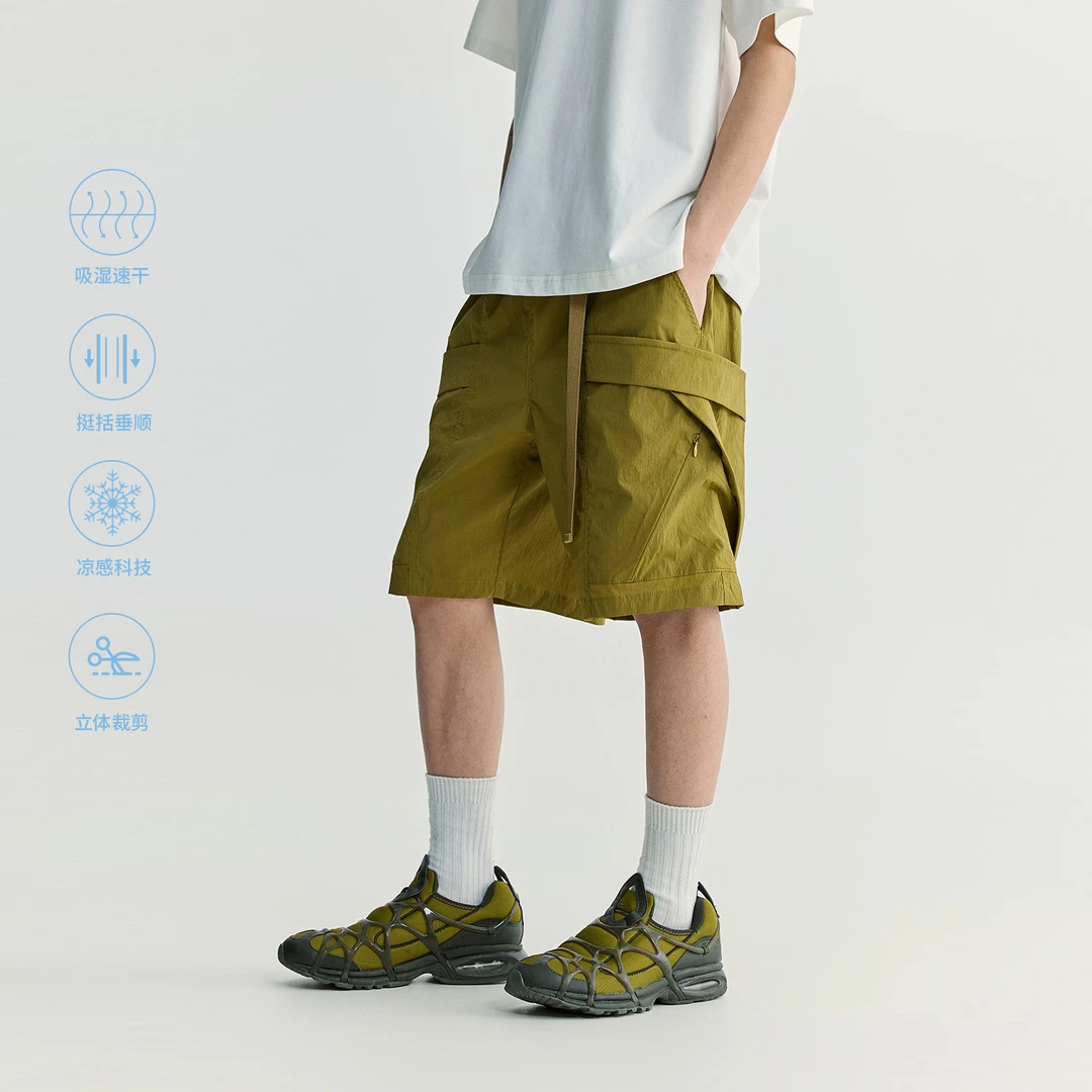 NORYBRAND 山系微皱尼龙大口袋工装大兜短裤 速干凉感五分休闲裤