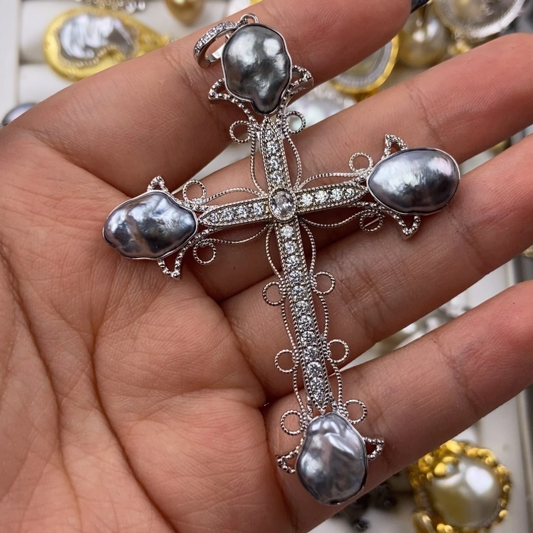 海水珍珠银S925镶嵌颈饰