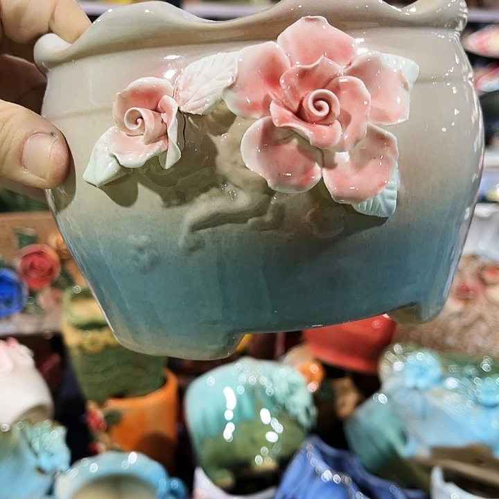 瓷片花盆多肉植物艺术品