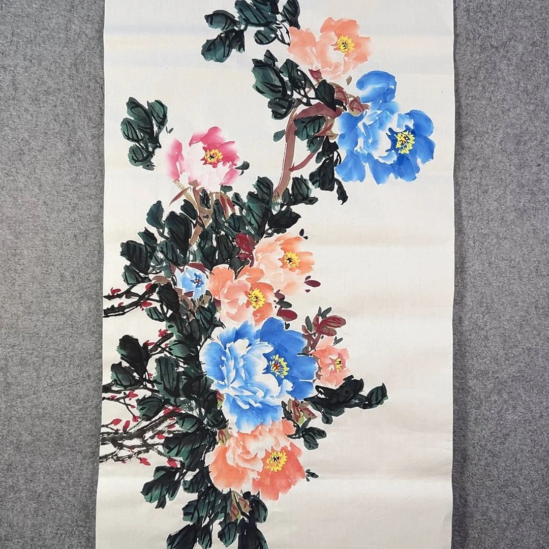 国画041 花鸟在树丛的顶端鸣叫叫声响