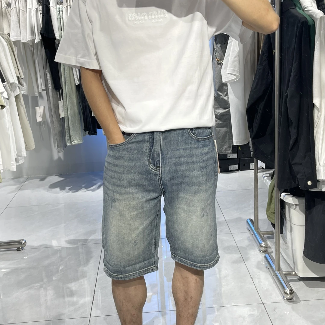 2025男士夏季ins牛仔短裤大码时尚休闲百搭宽松潮流纯色设计师