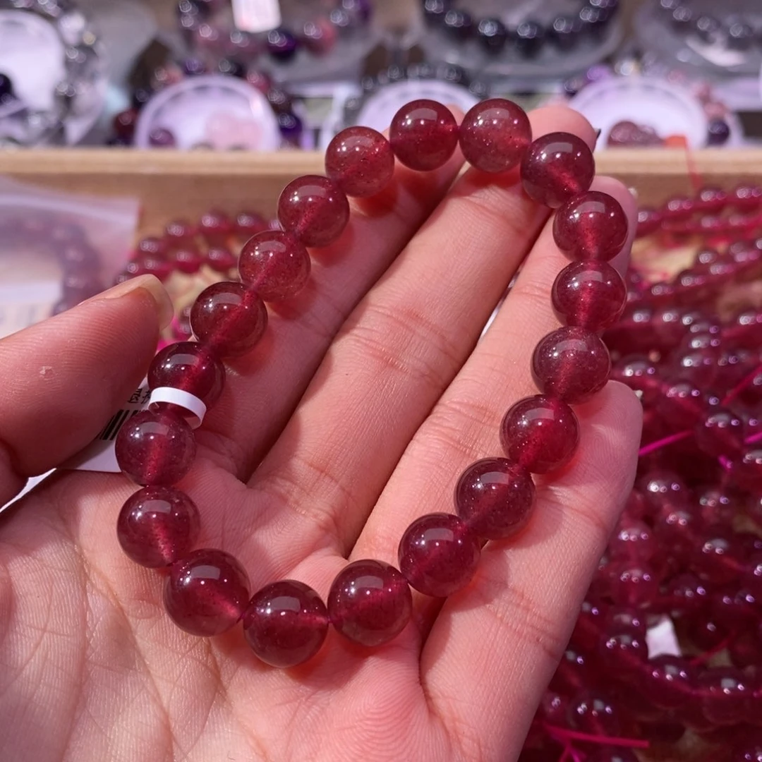 石英质玉手链未镶嵌熊**霉草莓晶10+