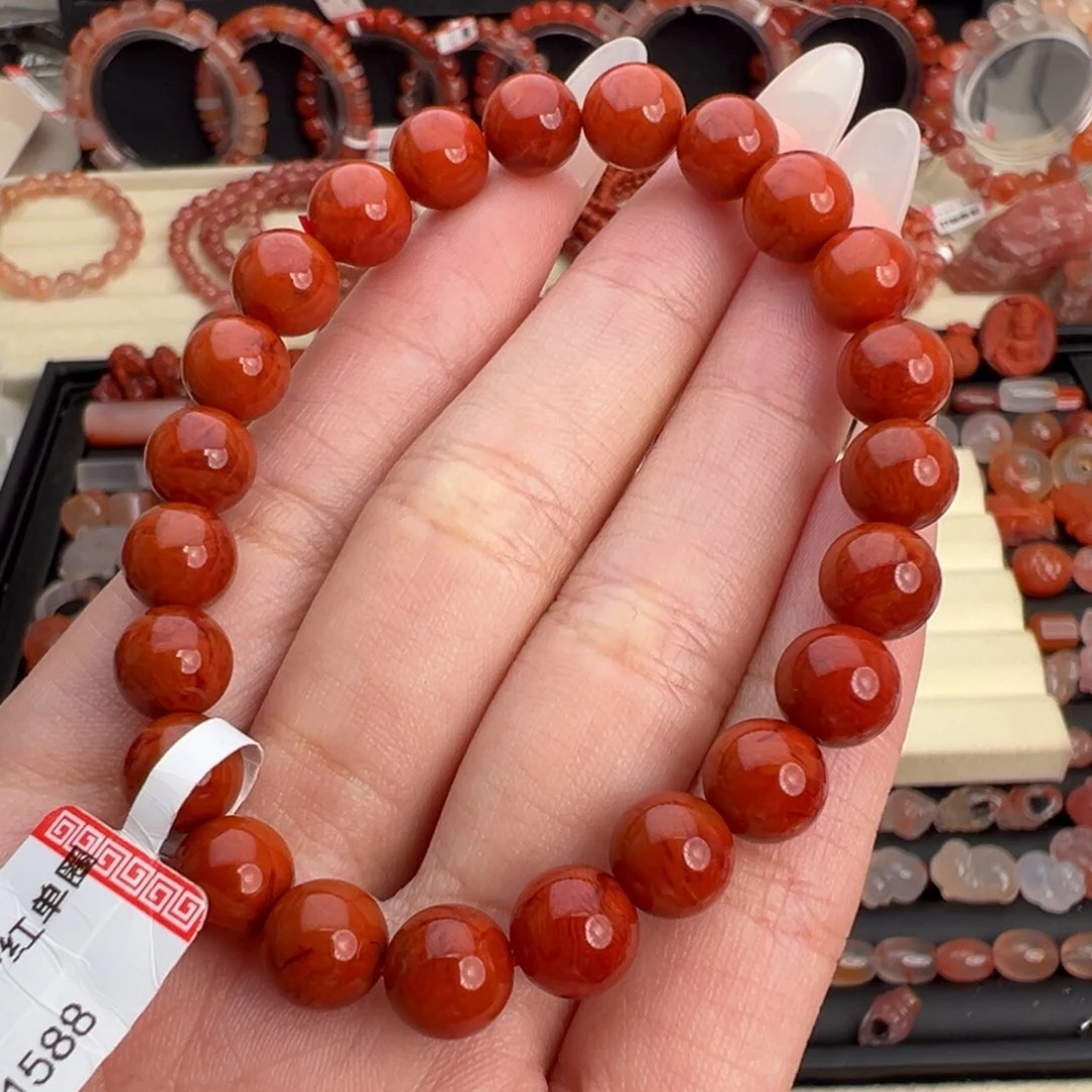 小***宝南红玛瑙未镶嵌颈饰毕业级柿子火焰单圈卡8+（2）