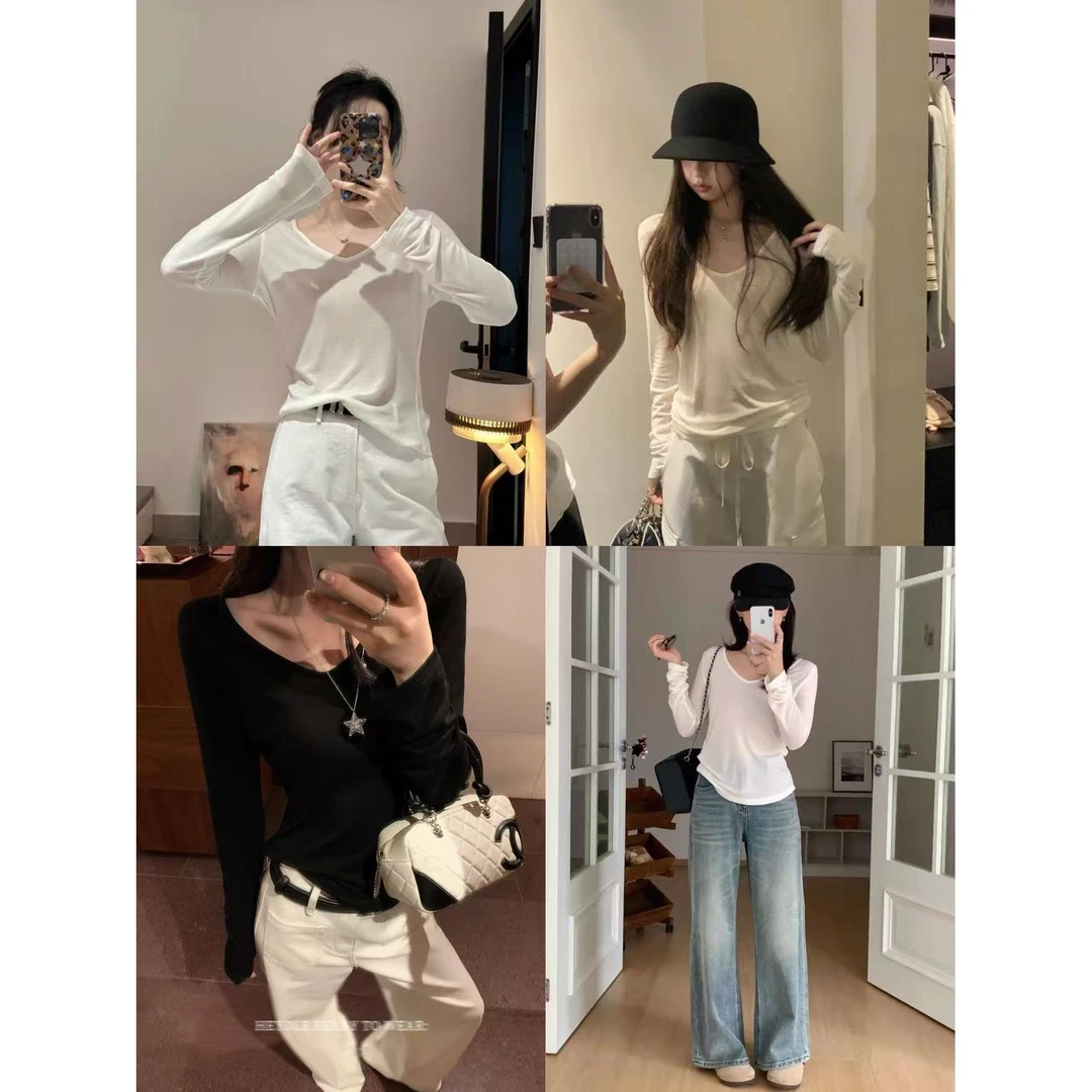 3529#【20%绵羊毛76%天丝】“纸片人”多色囤 入秋半永久天丝V领