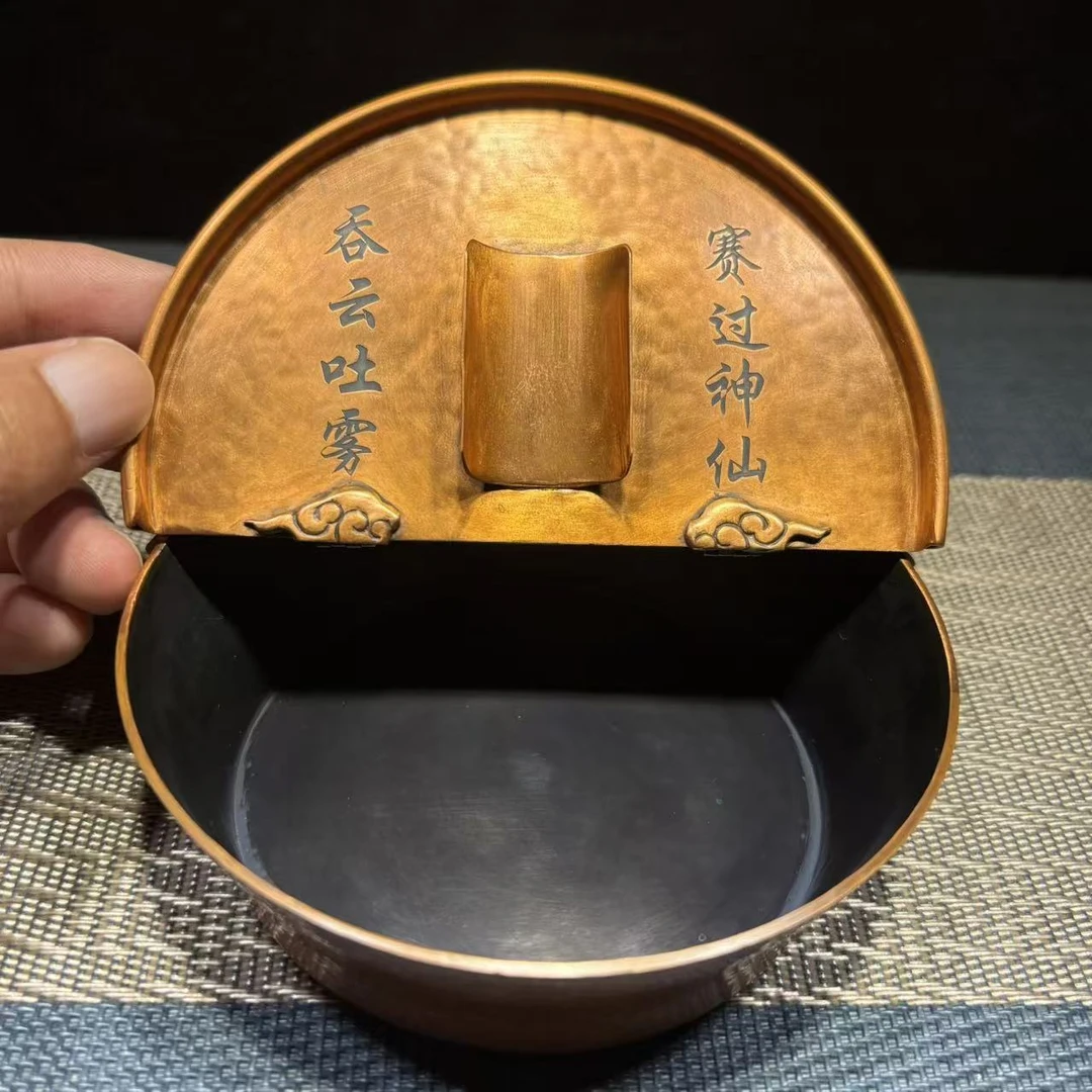 茶道配件 紫铜缸 赛神仙烟灰缸 纯手工紫铜 雪茄缸 高端摆件