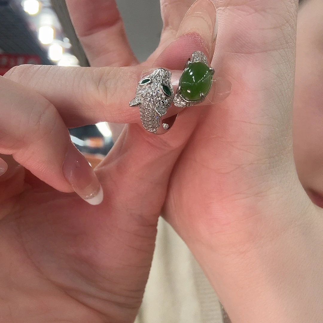 和田玉银S925镶嵌戒指