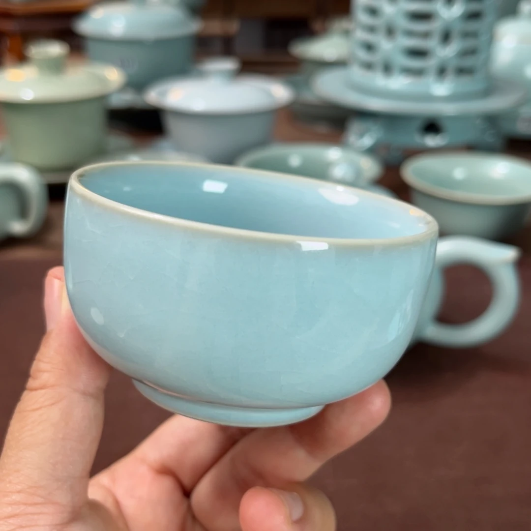 杯上**水罗汉原矿汝官窑作品