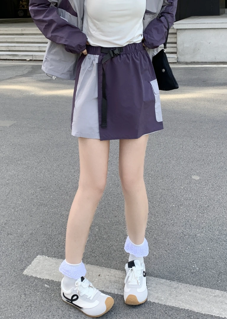 【主播推荐】女士拼色工装裤裙25368