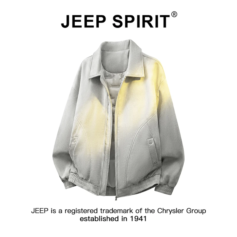 JEEPSPIRIT吉普美式防风翻领羽绒服男款冬季纯色痞帅加厚保暖外套