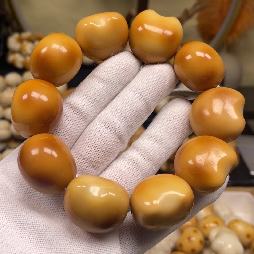 菩提根/象牙果手串108烤月亮瑕疵