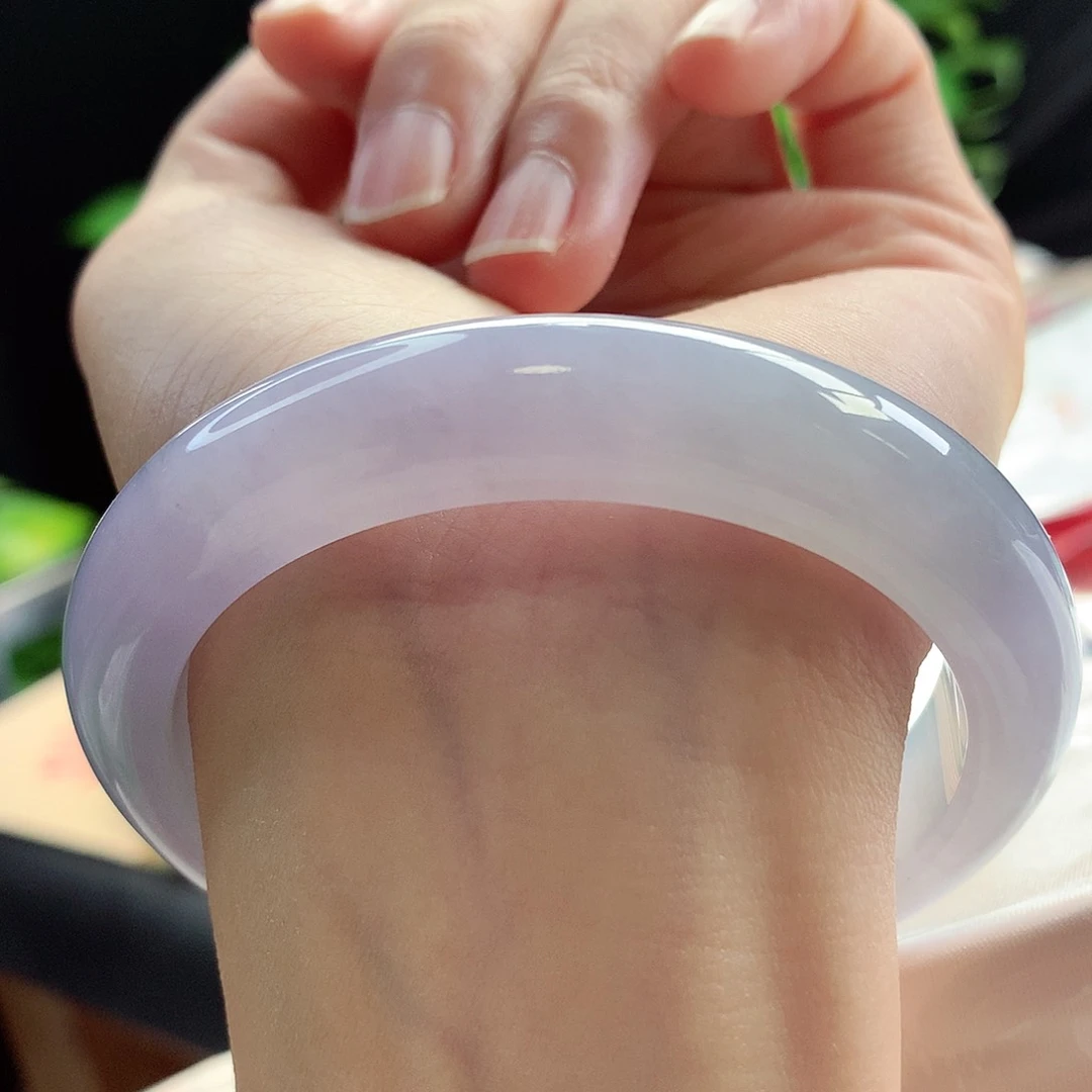 未镶嵌手镯翡翠57-58圈口冰胶莫奈紫罗兰知性优雅4号