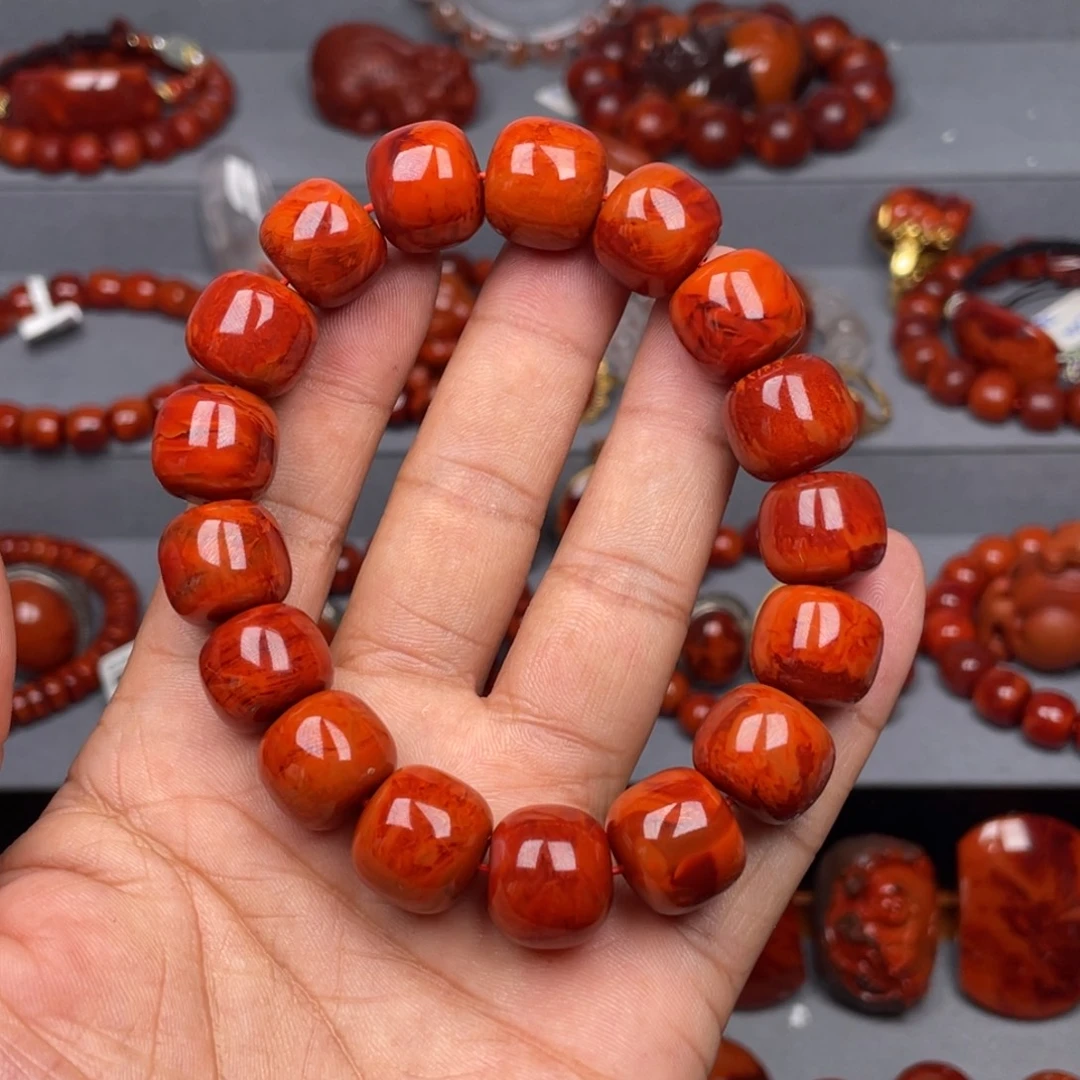 R***d南红玛瑙未镶嵌珠宝奇石单圈14