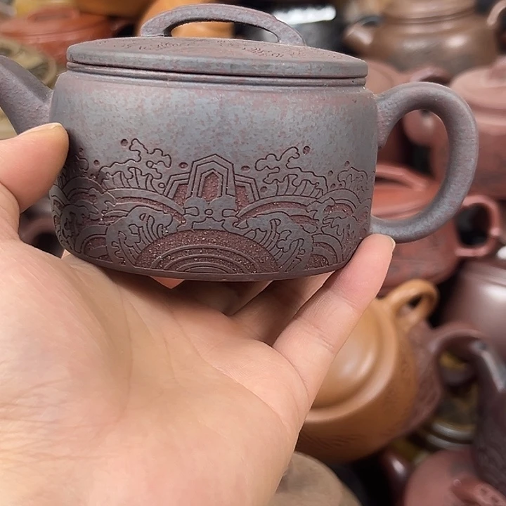 茶壶紫砂紫砂微瑕把开片扭裂