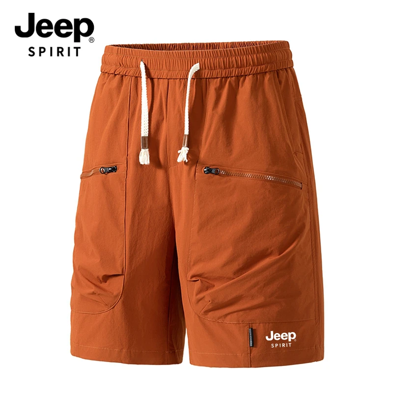 Jeep吉普男夏季冰丝短裤2025新款宽松五分裤中裤大码大口袋短裤潮