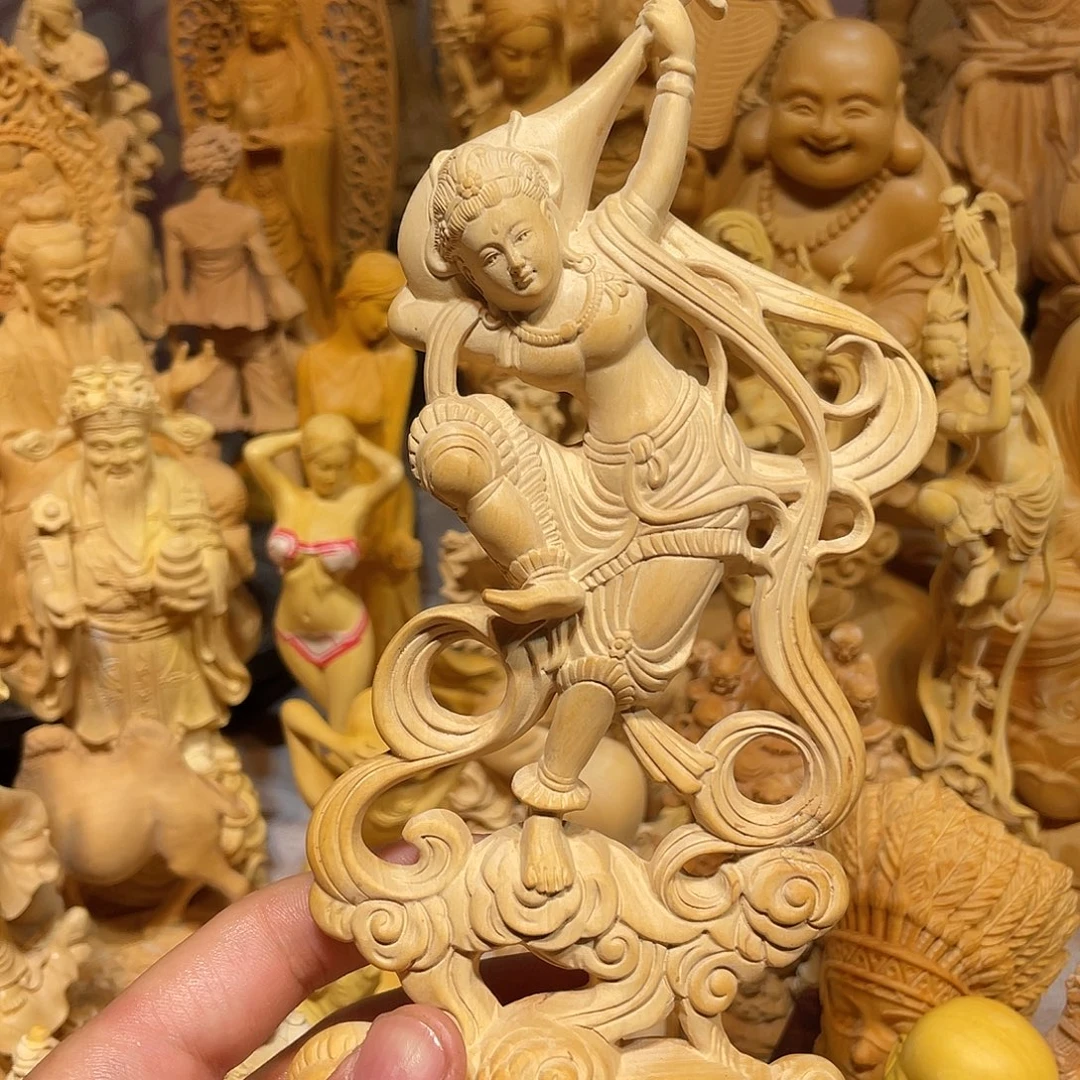 黄杨木小瑕疵飞天美女