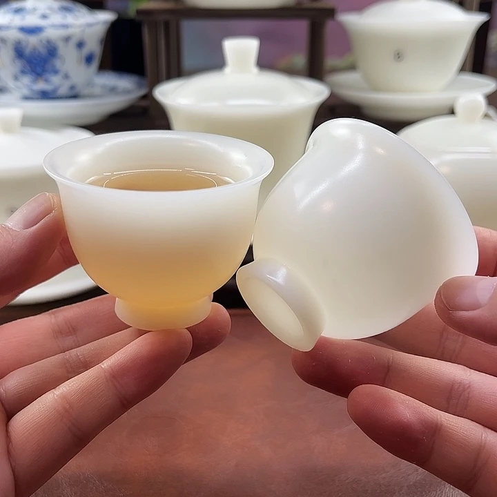 2杯:璞玉素烧自生釉65ml高足反口杯
