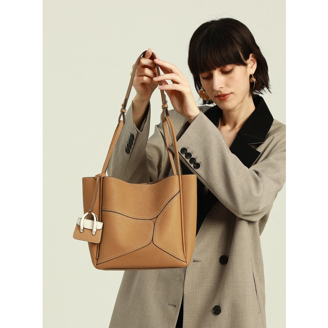 TOUCH MISS头层牛皮~质感包包2025新款大容量托特包时尚高级女包