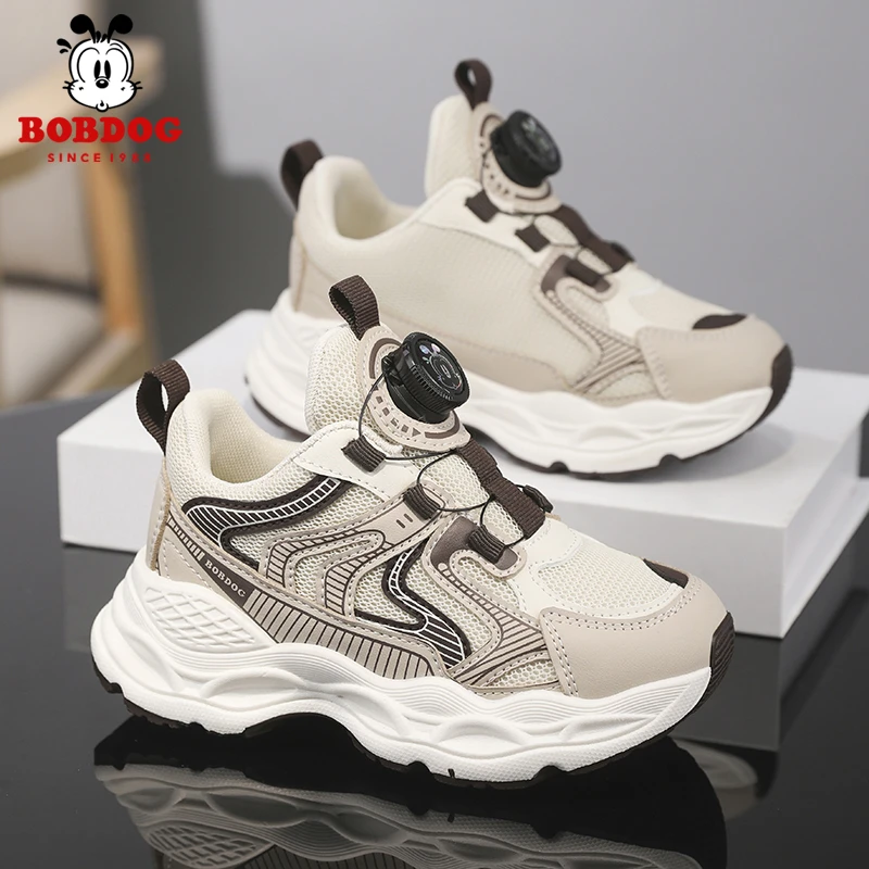 Bobdog/巴布豆2025春夏季网面运动鞋跑步男女童厚底减震软底童鞋