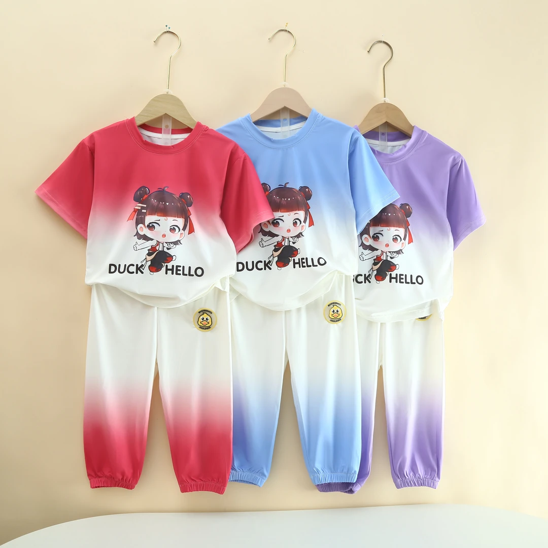 儿童哪吒背心套装夏季2025卡通新款无袖宝宝长裤休闲男女童两件套