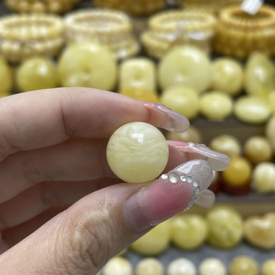 段掌柜臻选·15.7mm天然原矿蜜蜡浓蜡妖花圆珠