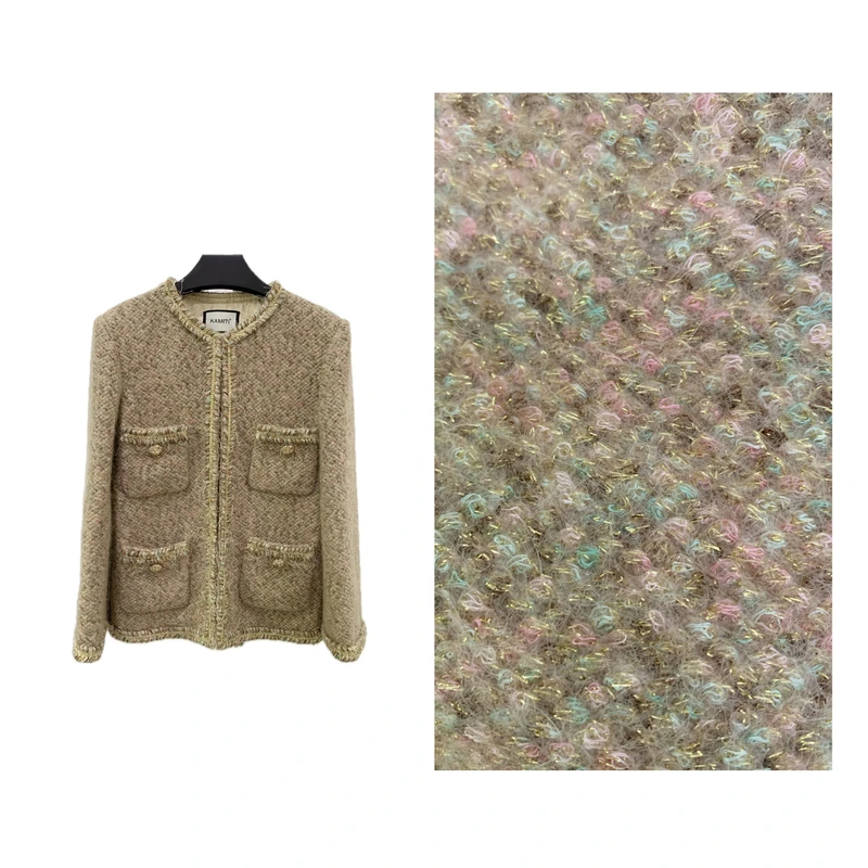 【梦露】2025新款秋冬手工纺绵羊毛毛呢设计师名媛时尚外套