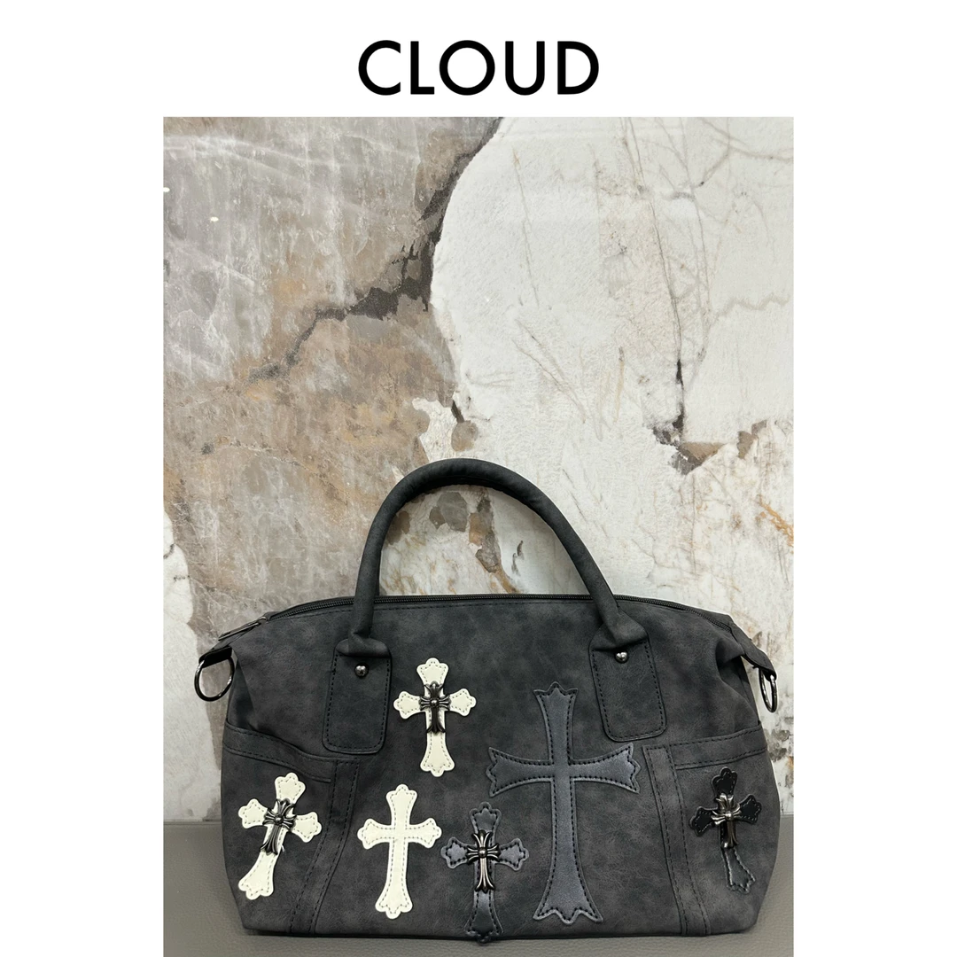 ［CLOUD］原创自制克罗心罗马金属十字架单肩Y2K欧美单肩斜挎托特包