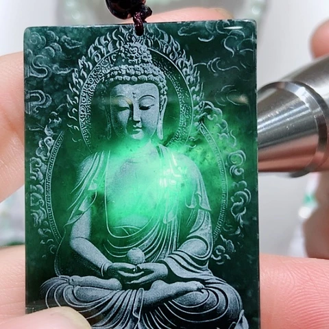 颈饰未镶嵌翡翠天然缅甸翡翠A货吊坠大日如来