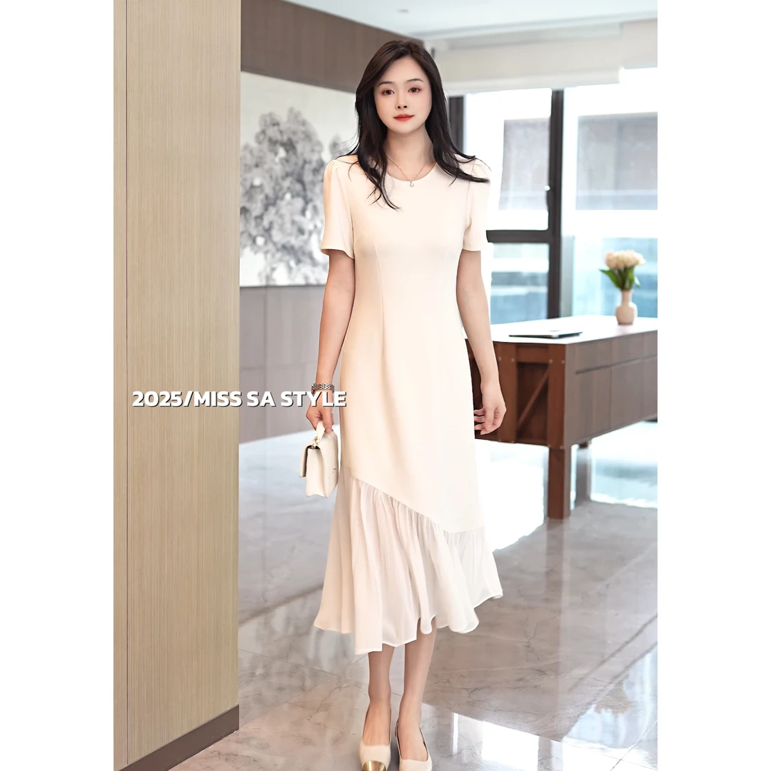 现货 赫本风经典收腰显瘦连衣裙气质小黑裙鱼尾裙 25068971