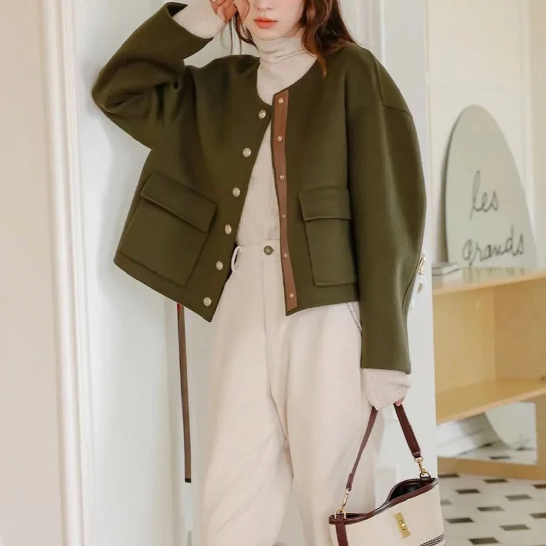 未使用 Celine/思琳 纯色双面按扣开衫外套