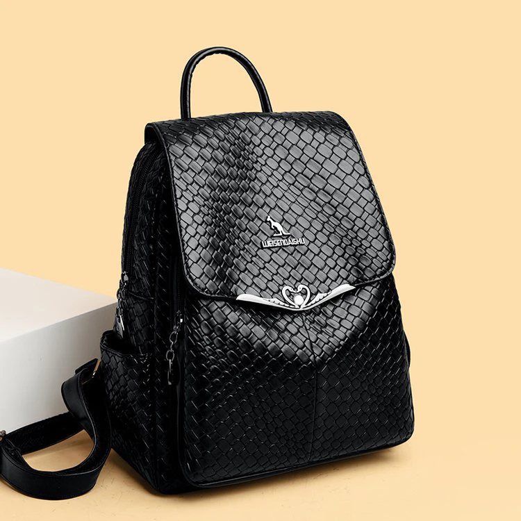 双肩包女休闲时尚韩版背包女士软皮女双肩背轻便质感百搭书包威森