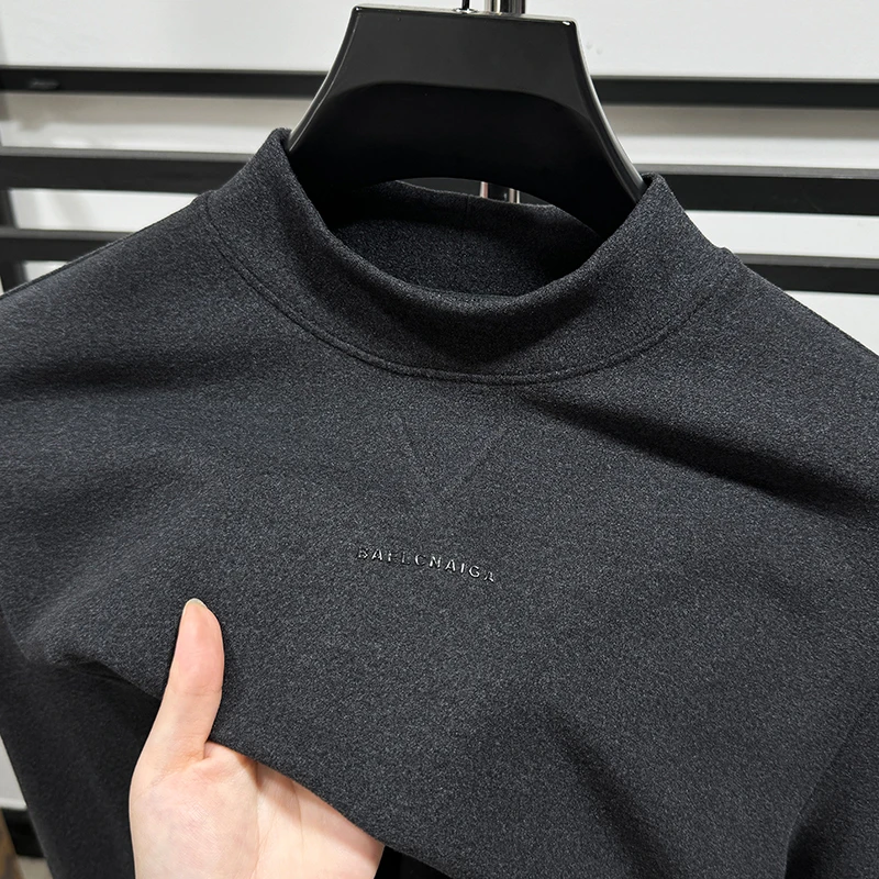 Zero Degree North高品质双面德绒打底衫男秋冬半高领保暖内搭t恤