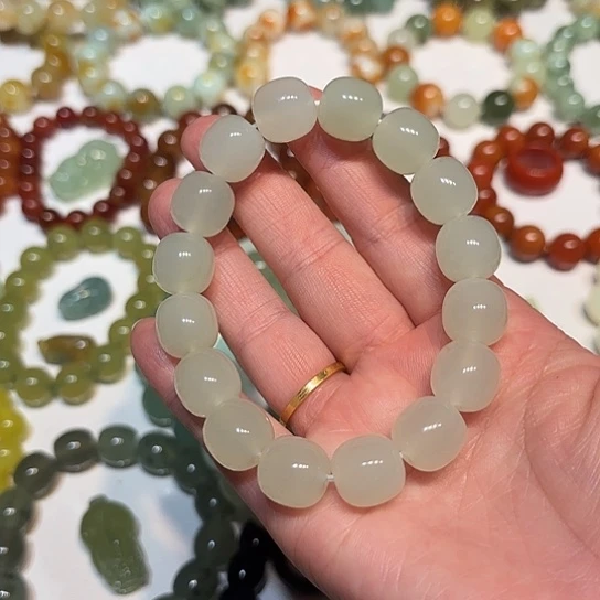 雪***花蛇纹石玉未镶嵌手串