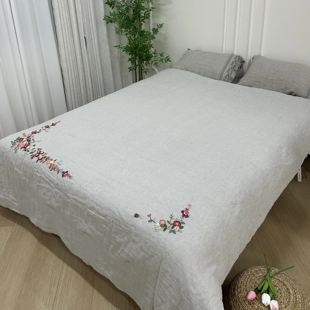 ｛蛋蛋｝花间序 汉麻双雨露手绣双人被四季被