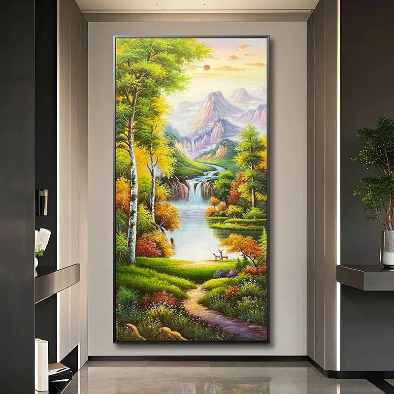 《日照金山》玄关挂画沙发背景装饰画中式办公室壁画肌理油画