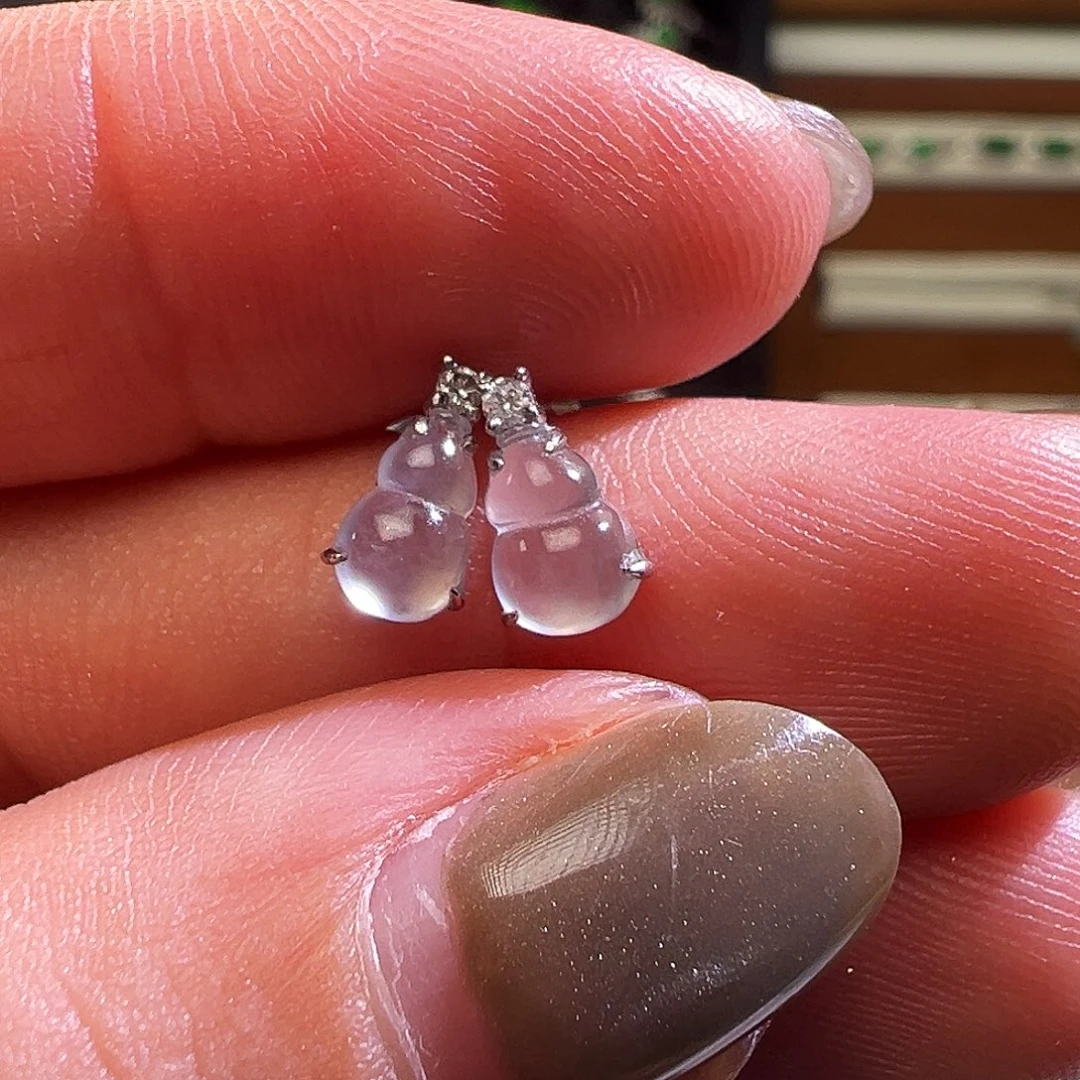 翡翠18K金镶嵌颈饰耳钉