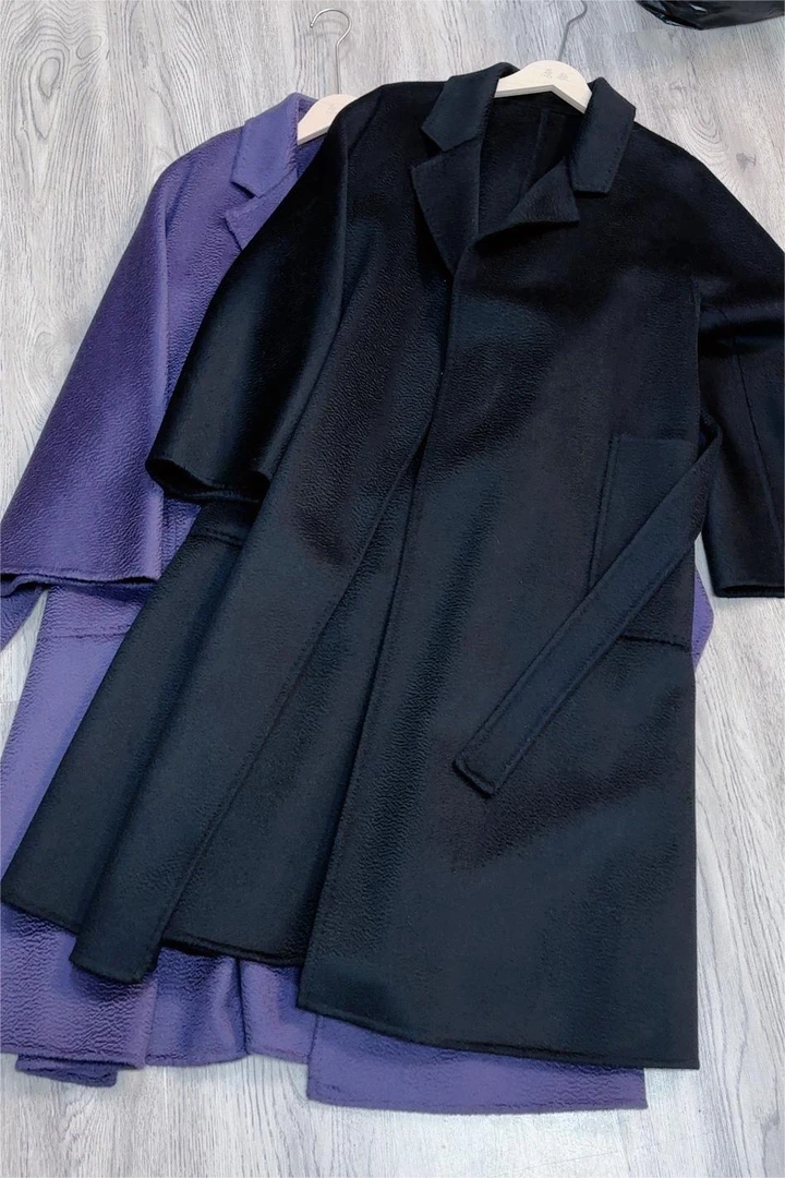 【原歌】YG新款 秋冬高端水波纹中长款浴袍大衣女 YG040