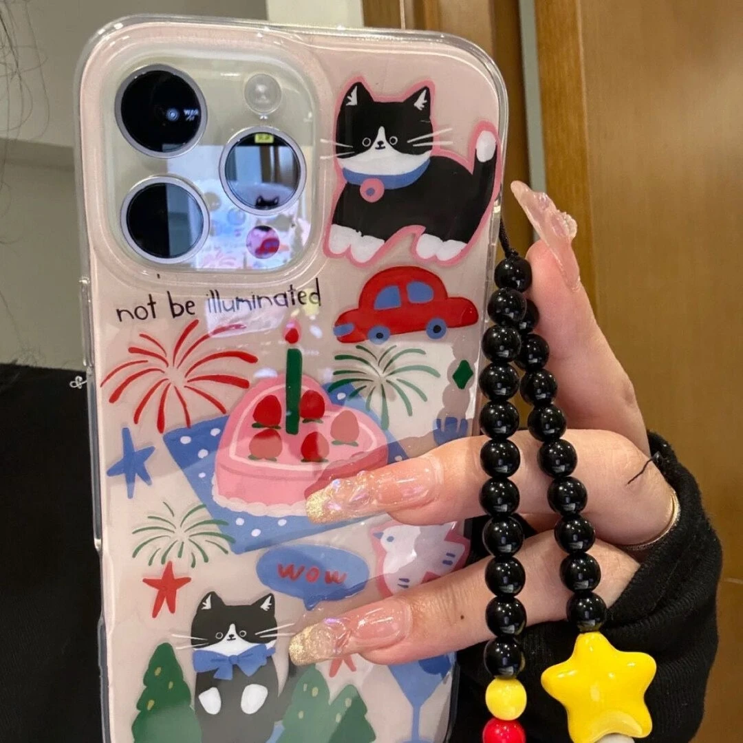 可爱草莓蛋糕适用苹果16Promax手机壳1514vivo华为oppo小米15大孔