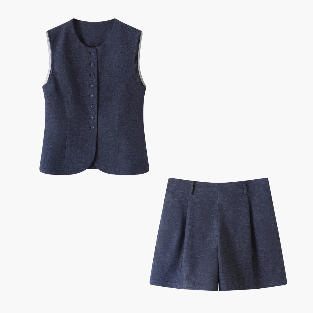 【77专属】气质时尚无袖套装-9267