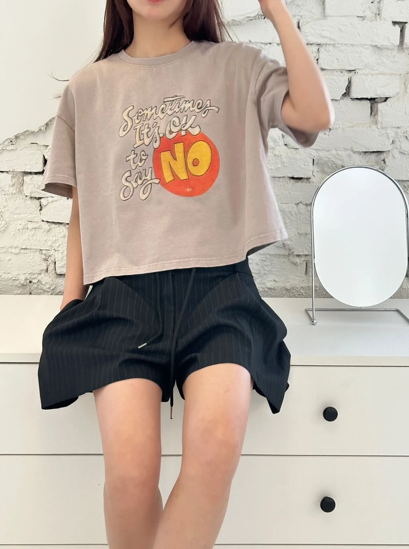 007【夏季新款】胸前字母NO水洗圆领短袖（85060）