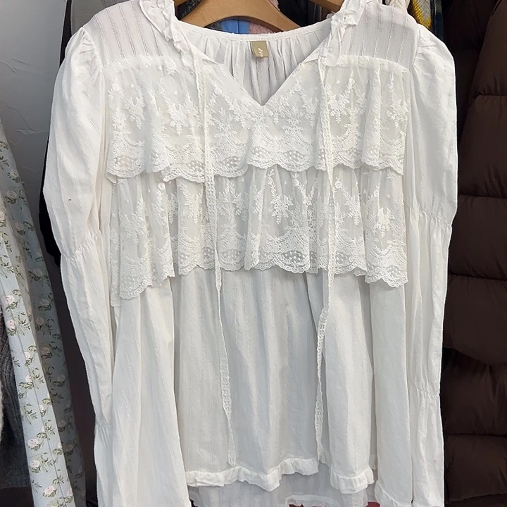 不****今天新款 白色蕾丝衬衫